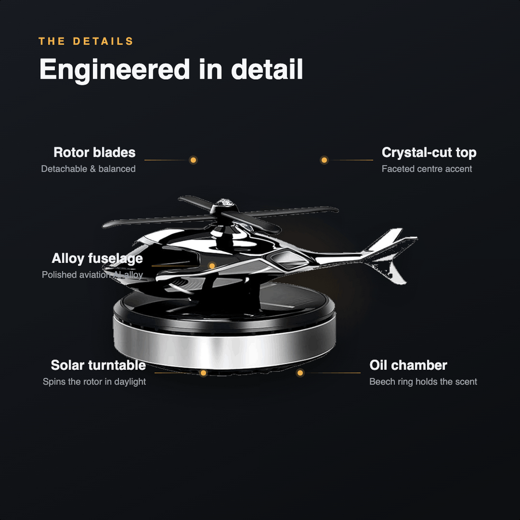 Solar Helicopter Air Freshener – Silent Spinning Aromatherapy