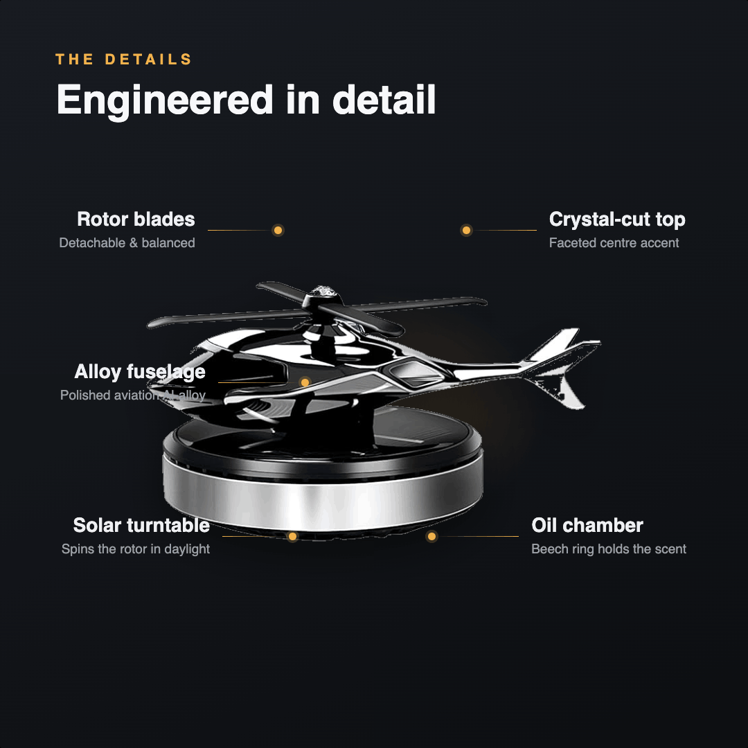 Solar Helicopter Air Freshener – Silent Spinning Aromatherapy
